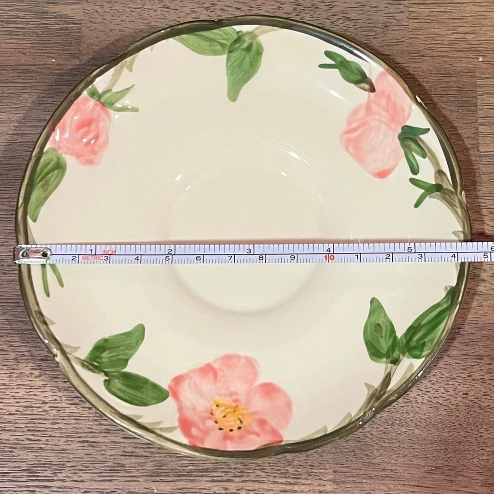 Three Vintage Franciscan Desert Rose Flat Cups and Saucers